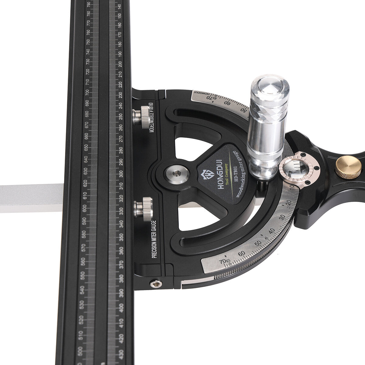 Aluminum Miter Gauge with Adjustable 0-70° Angle, 0-850mm Length, High Precision, Quick Positioning, and Scale Magnifier