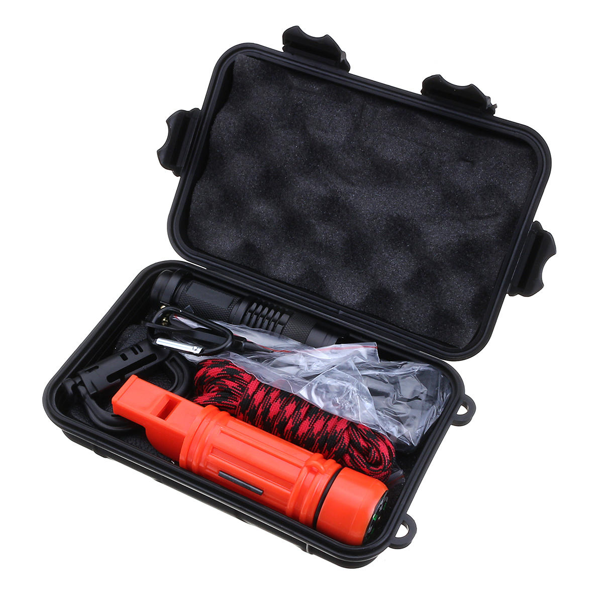 Emergency Survival Gear Kit SOS Survival Tools Kit With Umbrella Rope Compass Whistle Carabiner