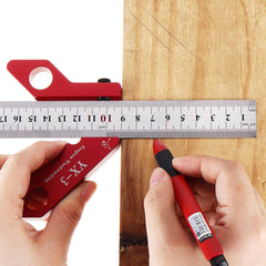 YX-3 Square Center Finder & Scribe Tool - Adjustable Steel Ruler, Dual Metric/Inch, Durable Aluminum & Stainless Steel, 12 Inch