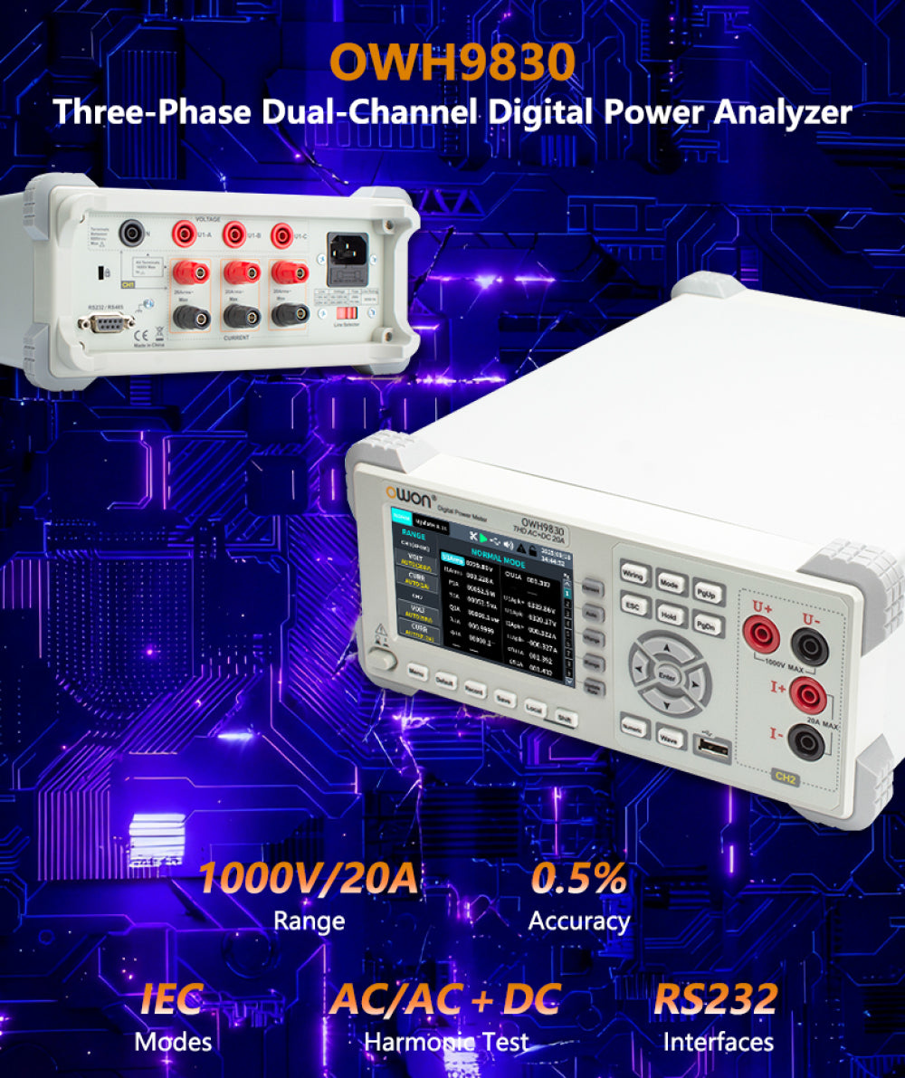 High Precision Power Meter 10 Channels Measurement Energy Monitoring 3.96 Inch TFT LCD RS232 Portable Professional Energy Analyzer