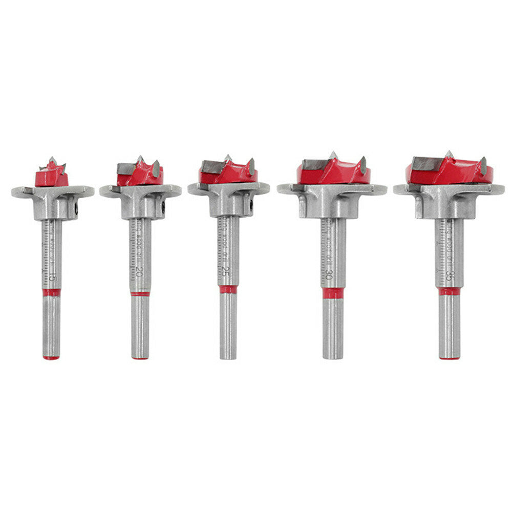 5Pcs Forstner Drill Bit Set 15 20 25 30 35mm Wood Auger Cutter Hexagon Wrench Woodworking Hole Saw For Power Tools