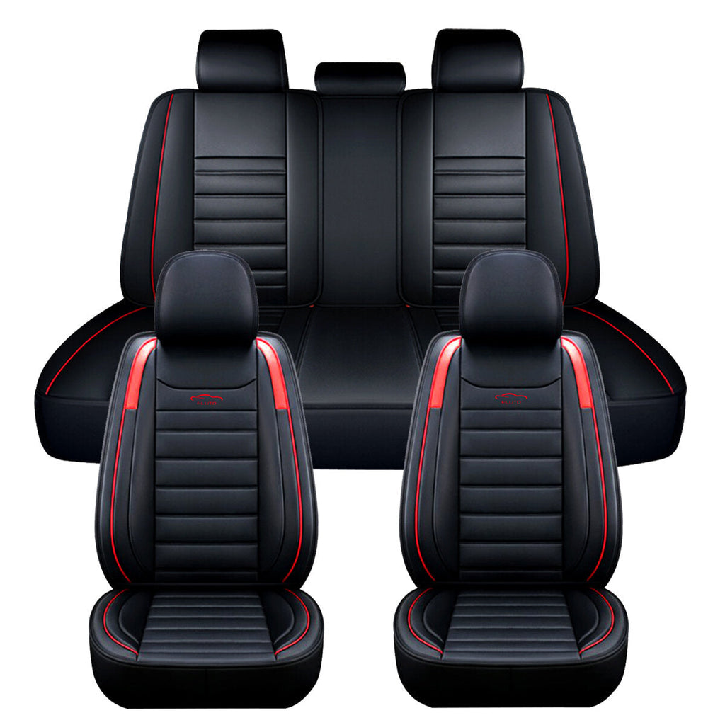 5 Seats Universal Car Seat Covers Deluxe PU Leather Seat Cushion Full Set Cover