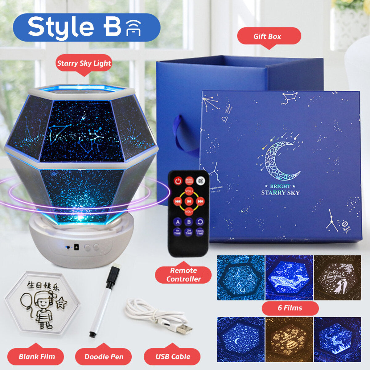 3 Styles Colorful Starry Sky Light LED Projector Music Romantic Lamp Night Light