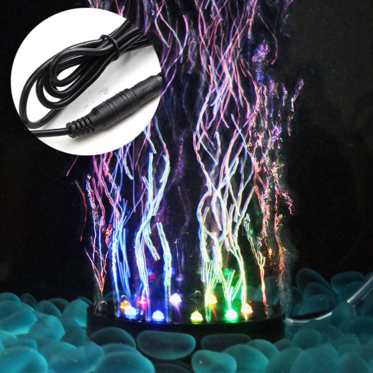 9 LED Aquarium Bubble Light Air Stone,Tank LED Air Bubbler Light Submersible Air Pump Bubble Stone Lamp for Turtle Tank Decoration