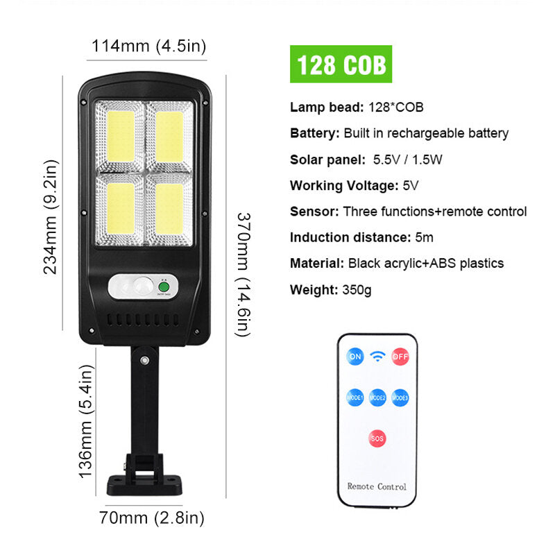 LED Solar Power Street Light PIR Motion Sensor Wall Lamp w/Remote Waterproof