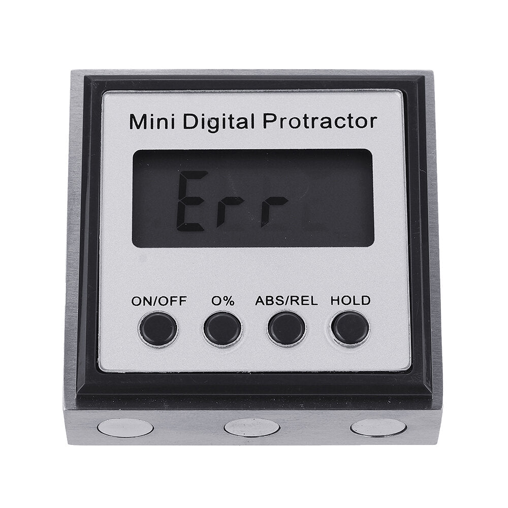 Mini Digital Protractor with Magnetic Base, 360° Measurement, Large LCD Display, Portable Tool, Stainless Steel, White