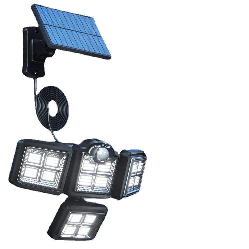 192/198 LED COB Outdoor Solar Lights 4 Head Motion Sensor 270 Wide Angle Lighting Waterproof Remote Control Solar Garden Wall Lamp