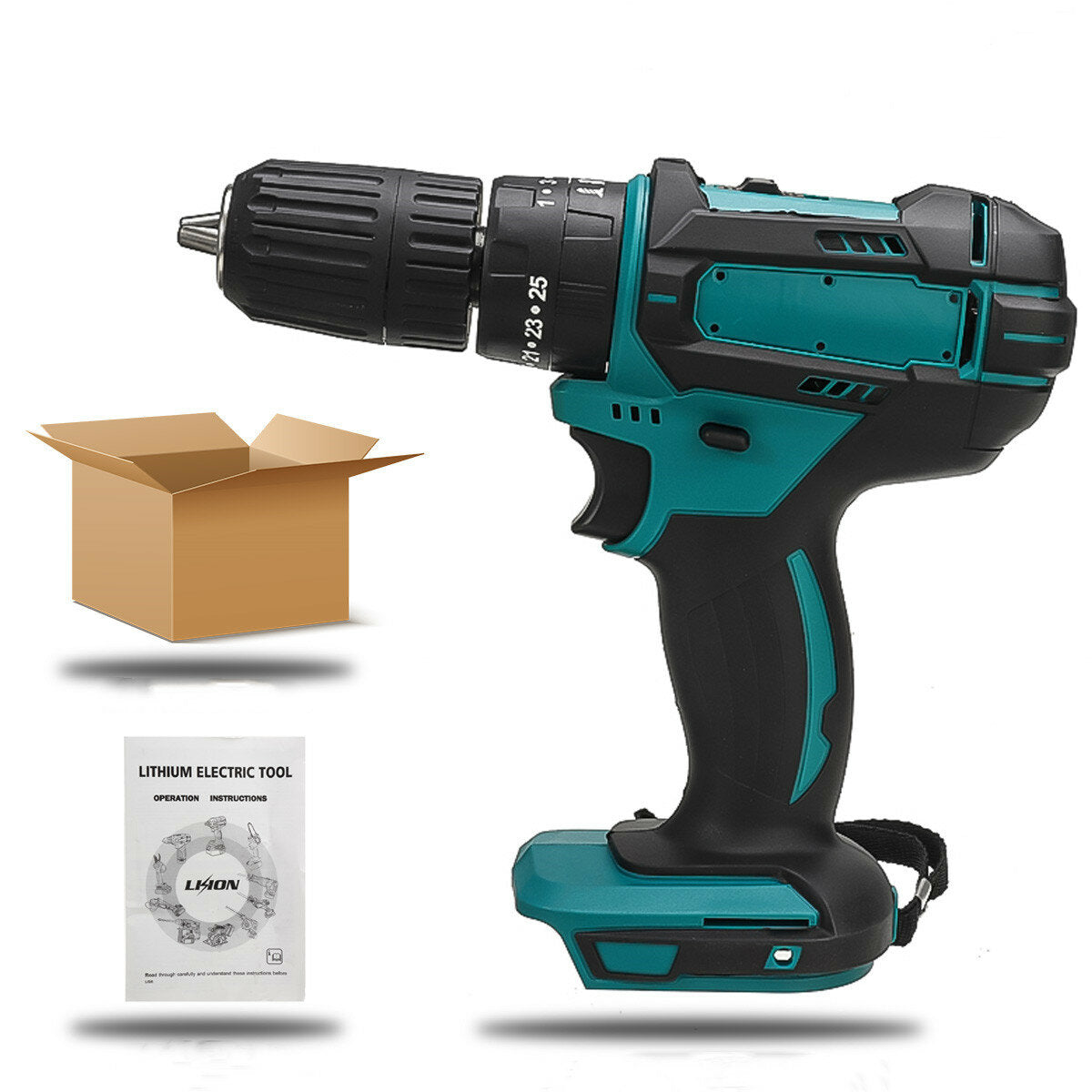 388VF 1500W Electric Cordless Impact Drill LED Working Light Rechargeable Woodworking Maintenance Tool W/ 1pc/2pcs Battery
