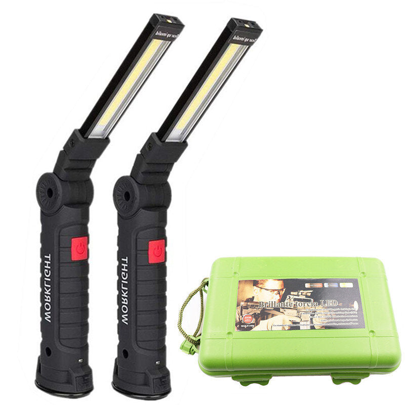 COB LED Multi Function Folding Work Light Set USB Rechargeable LED Flashlight USB Cable Car Charger Battery Charger