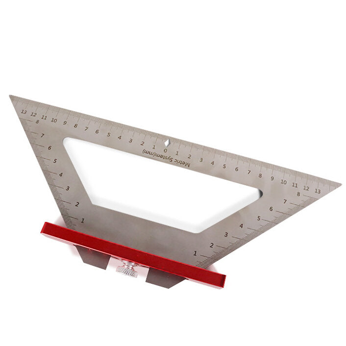 Durable Stainless Steel & Aluminum Triangle Ruler, 0-140MM, Metric/Imperial, Lightweight, Blue/Red