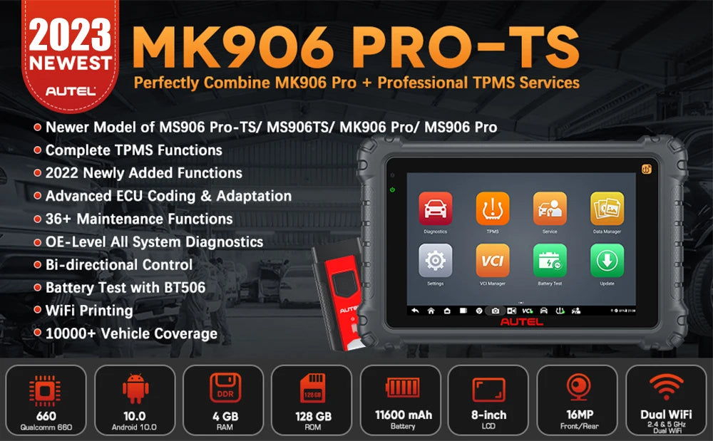 Car TPMS Diagnostic Tool Automotive Scanner w/ Full TPMS Fuction ECU Coding CAN FD DoIP K MK906PRO