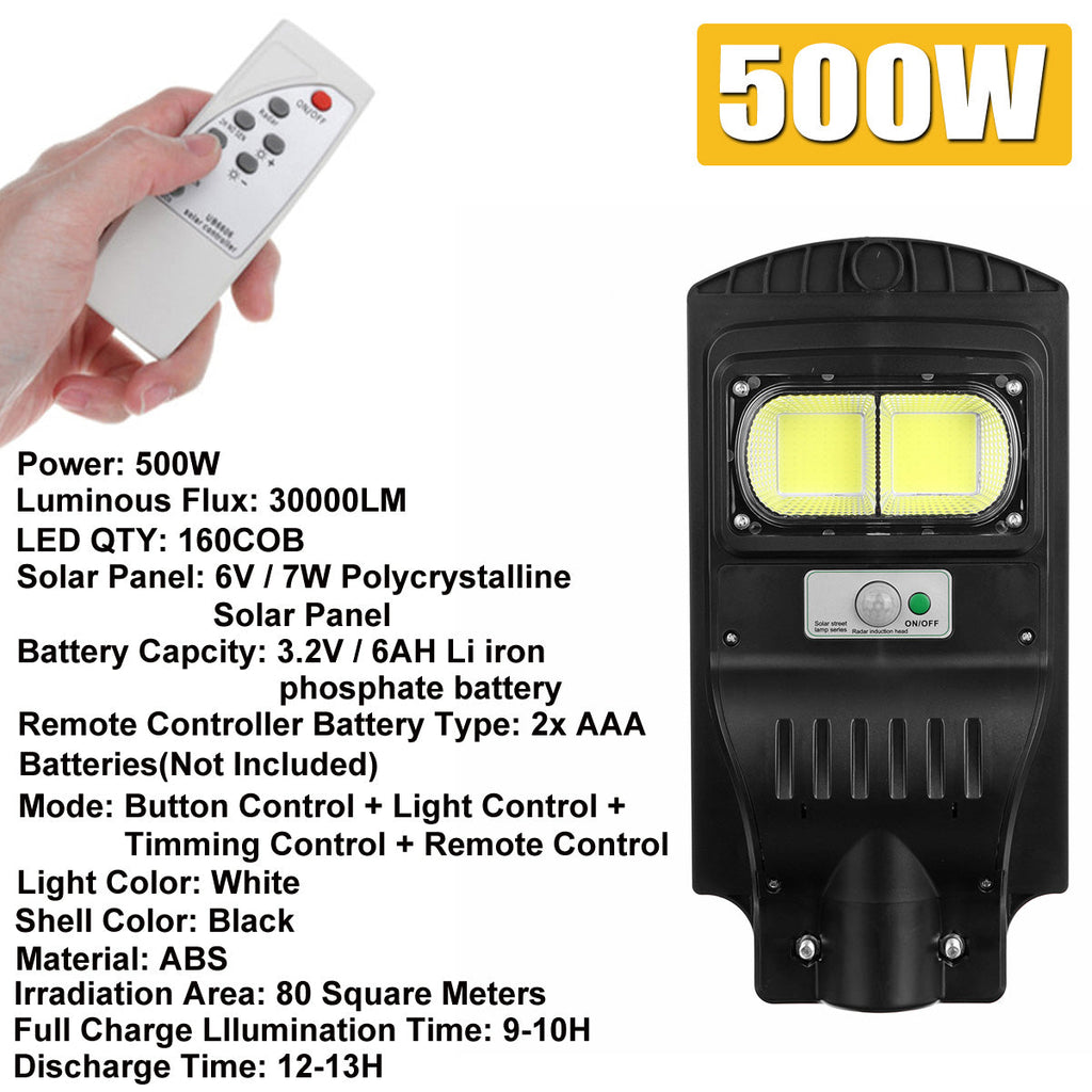 160/320/480/640COB LED Solar Street Light PIR Motion Sensor Outdoor Wall Lamp With Remote Control