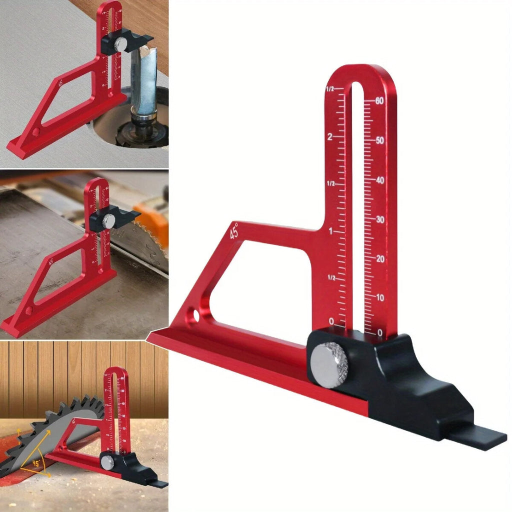 Adjustable Table Saw Depth Gauge, 0-60mm Range, Dual-Mode Scale, High Precision, Aluminum Alloy, 45-Degree Measurement