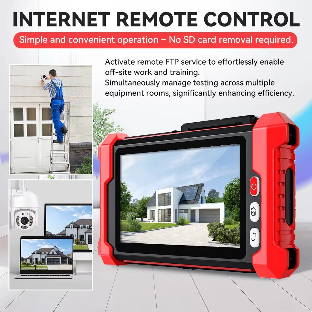 IPC Camera Tester 8 Inch Touch Screen 12V 24V HDMIVGA PoE TDR VFL CVBS AHD TVI CVI IP Camera Tester Optical Power Meter