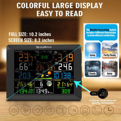 7-in-1 WiFi Weather Station with Outdoor Sensor - Temp/Humidity/Pressure/Wind/Rain/Moon Forecast, Wireless Indoor Clock