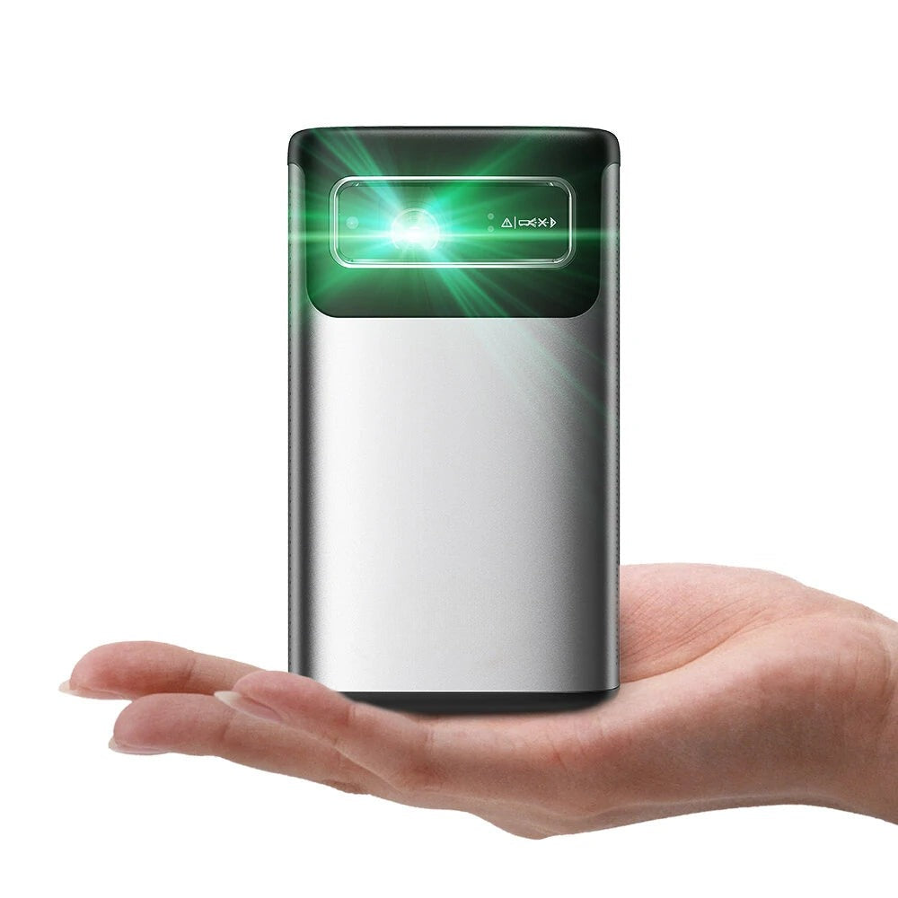 DLP Mini Projector with WIFI6, Android TV, Bluetooth 5.0, Auto Focus, Keystone Correction, Built-in Battery for Outdoor Movies