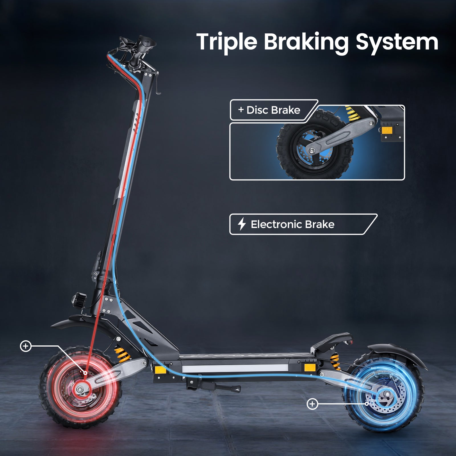 Electric Scooter Bridage Rapide 48V 21.3Ah Battery 1000W Motor 55KM/H Top Speed 11 Inch Tire 85KM Range Front Rear Disc Brake Dual Swingarm