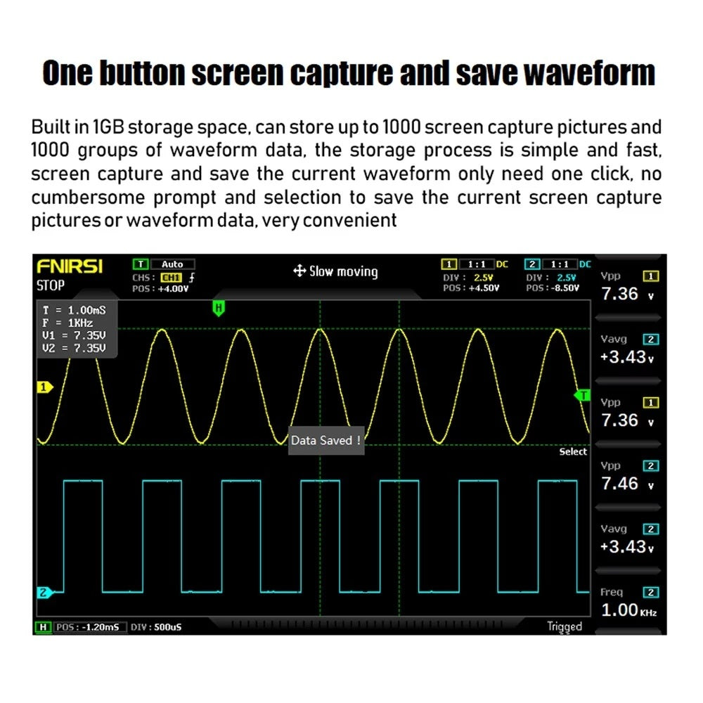 7 Inch TFT LCD Display Screen 2 In 1 Dual Channel Input Storage Oscilloscope Digital Signal Generator