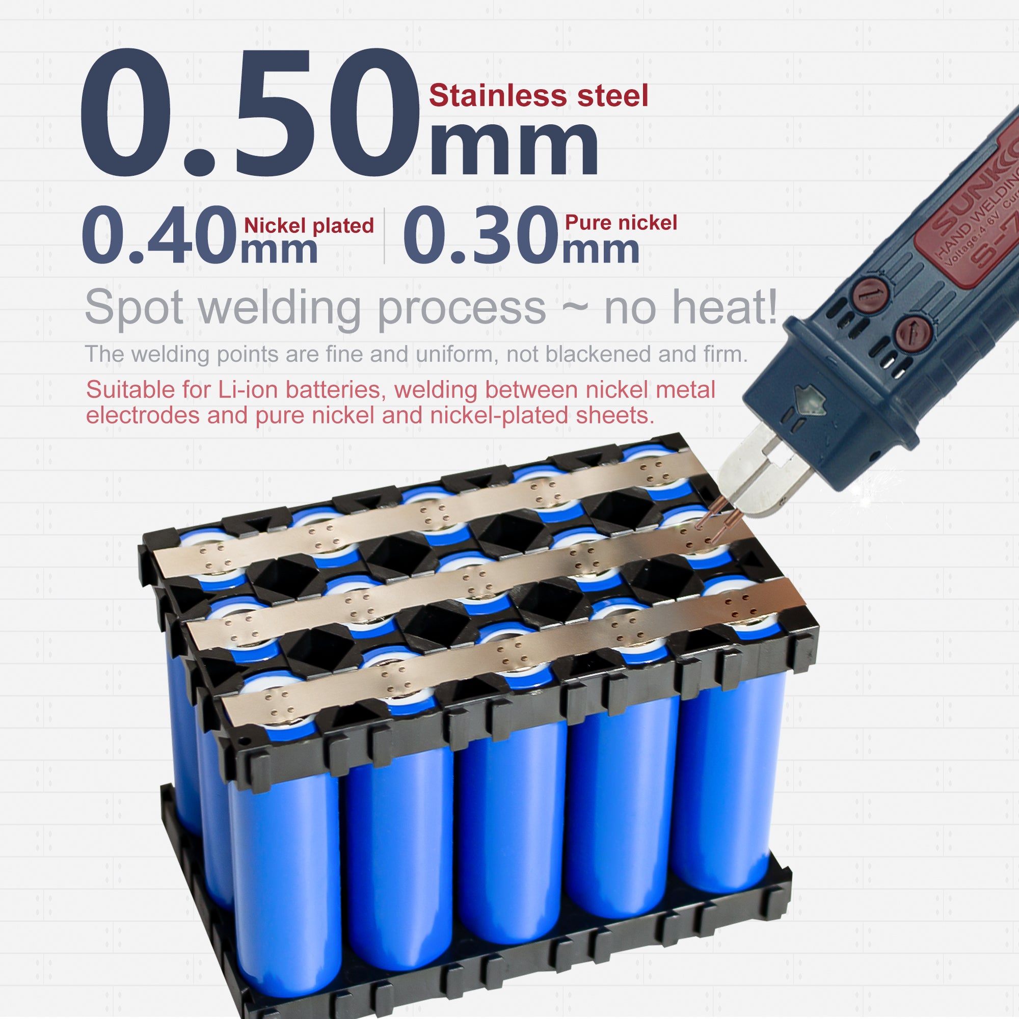 Dual-Mode Spot Welding Tool for Nickel-to-Nickel & Pure Nickel, High-Energy Double Pulse & Ultra-Low Internal Resistance