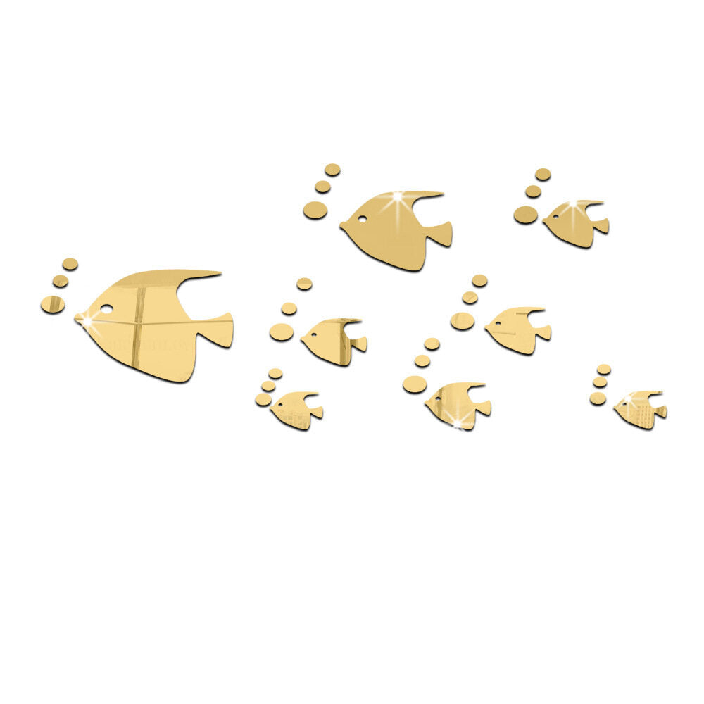 Bubble Fish Wall Sticker Ocean Fish Mirror Sticker Self Adhesive Acrylic Mirror Wall Sticker Suitable for Children's Room Kindergarten