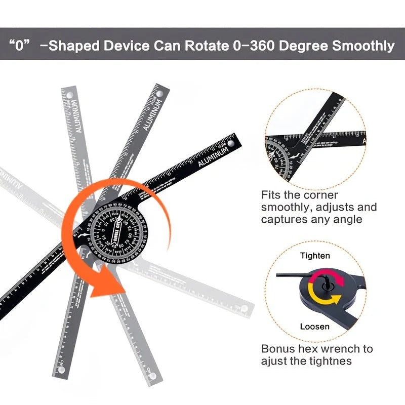 Aluminum Alloy Miter Saw Protractor Angle Finder Tool With Gauge Small Wrench