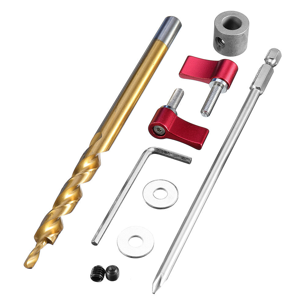 Aluminum Alloy Pocket Hole Jig System Woodworking Drill Guide with Toggle Clamp 9.5mm Step Drill Bits