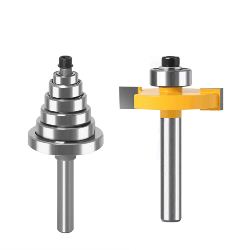 2Pcs T-slot Milling Cutter & Bearing 1/4" 1/2" 6mm 8mm Woodworking Tools