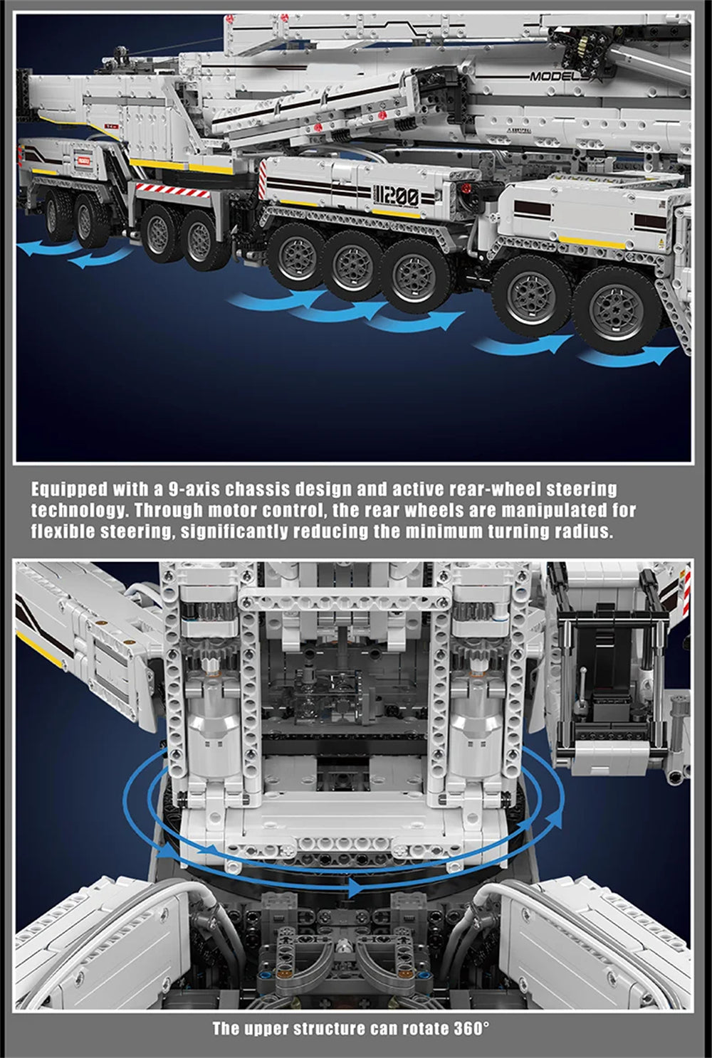 Technical Truck Building Block Remote Control Liebherred LTM 11200 Crane Model Kids Christmas Car Toys