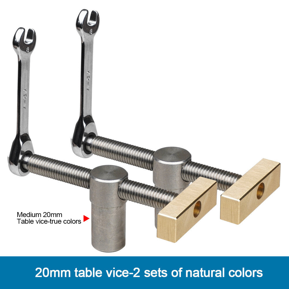 Woodworking Table Vice Clamp - Durable Brass & Stainless Steel, 19mm/20mm, Ratchet Mechanism, 1/2 PCS Options