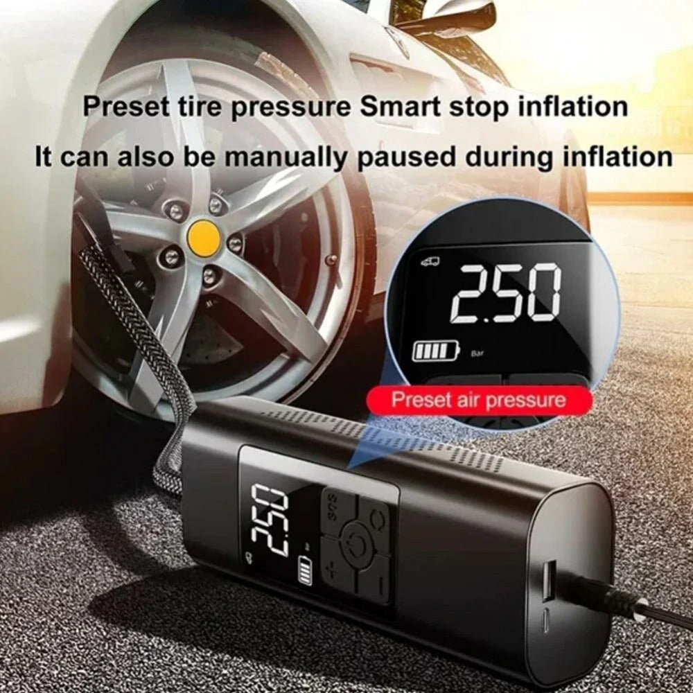 150PSI Rechargeable Air Pump Tire Inflator Cordless Portable Compressor Digital Car Tyre Pump For Bicycle Tires Balls