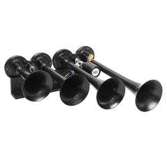 12V Loud 149dB Four Trumpet Train Air Horn Metal Black For Car Truck Boat