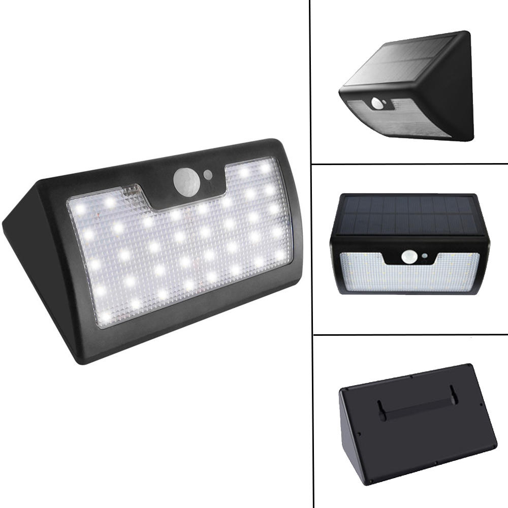 6W Solar Powered 40 LED 6 Modes PIR Motion Sensor Remote Control Dimmable Wall Light Waterproof
