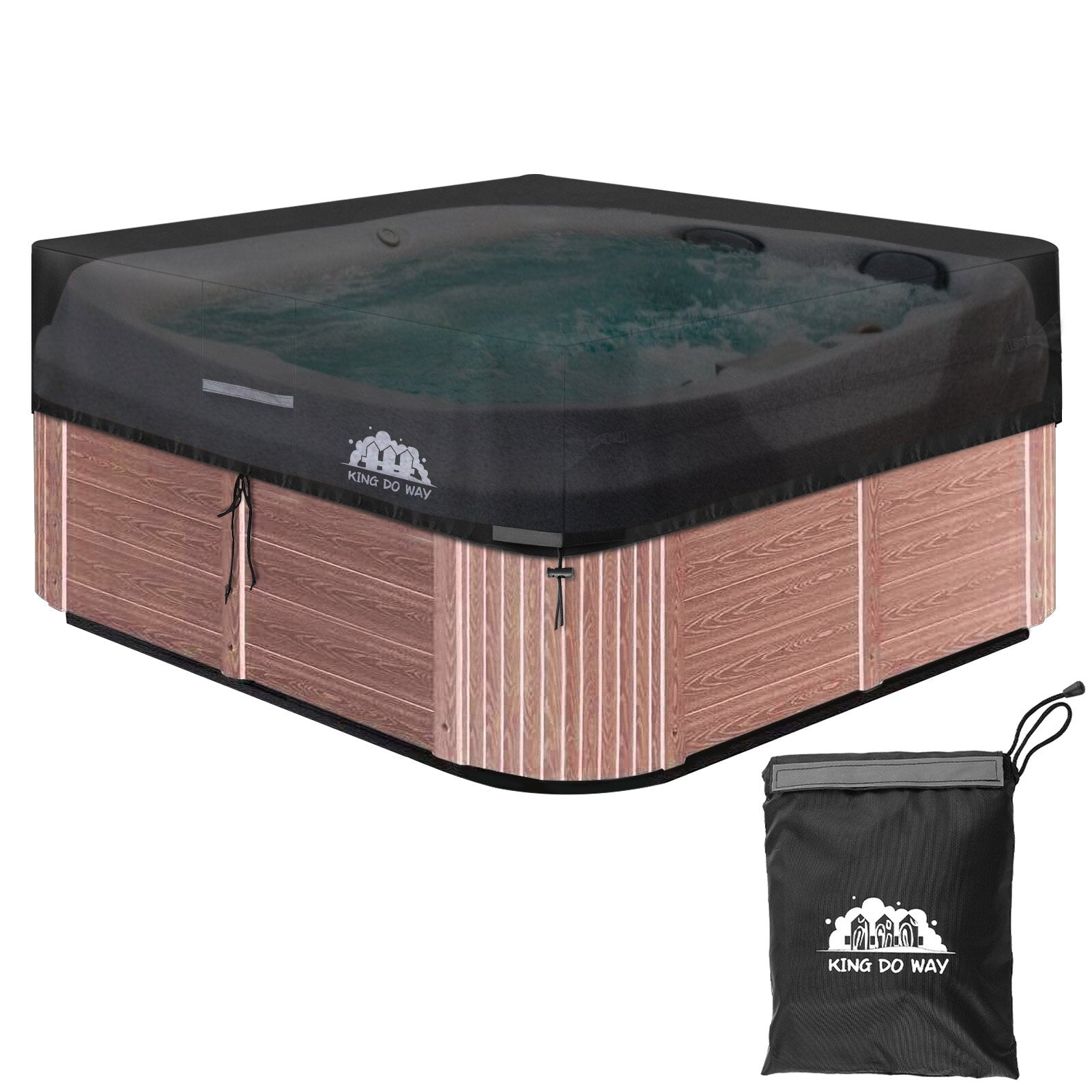 76inch Black Heavy Duty Hot Tub Cover Water-Resistant Polyester Spa Cover