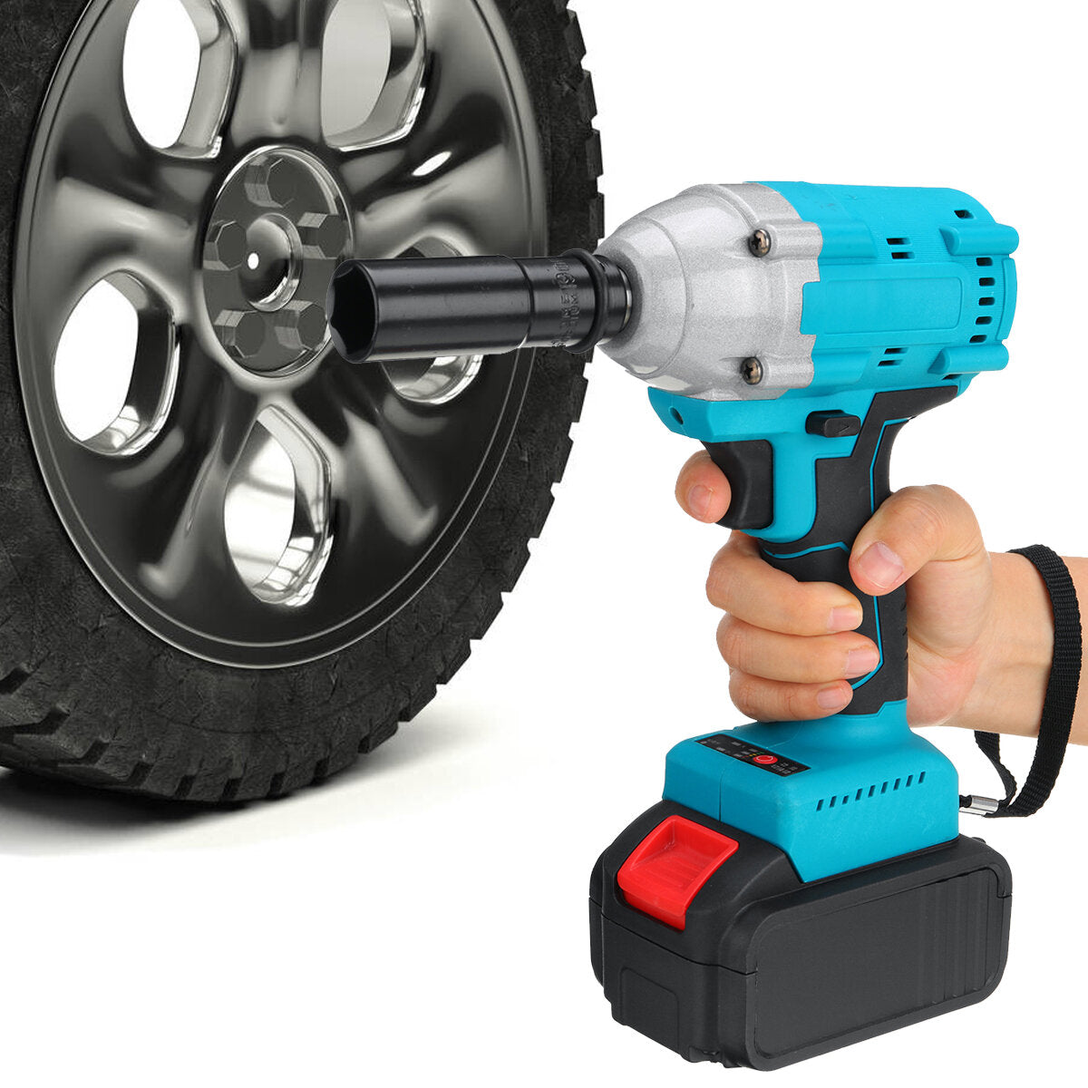 21V 520N.m Electric Cordless Impact Wrench 1/2" Brushless Driver Drill 5pcs Sockets Also Adapted To Makita Battery