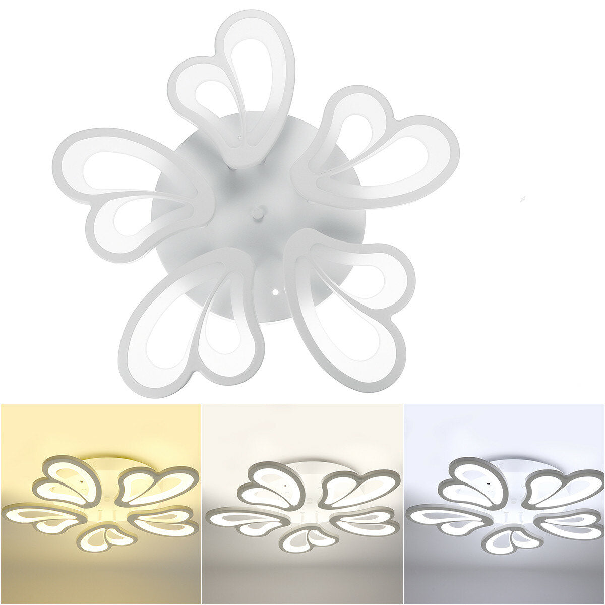 5 Heads Modern Ceiling Lamp+Remote Control AC 110-220V Living Room Bedroom Study Light