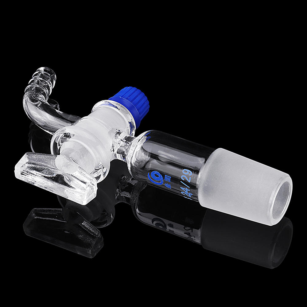 24/29Glass Adapter Vacuum Flow Control Adapter with Glass Stopcock Male Ground Joint to Right Angle Hose Connection
