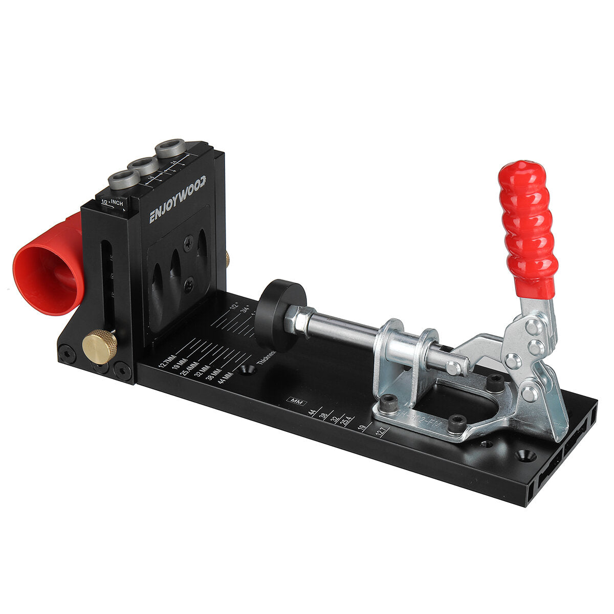 Pocket Hole Jig Kit - Aluminum Alloy, Adjustable Drilling Guide, 3-Hole Design, Includes Drill Bit & Screws