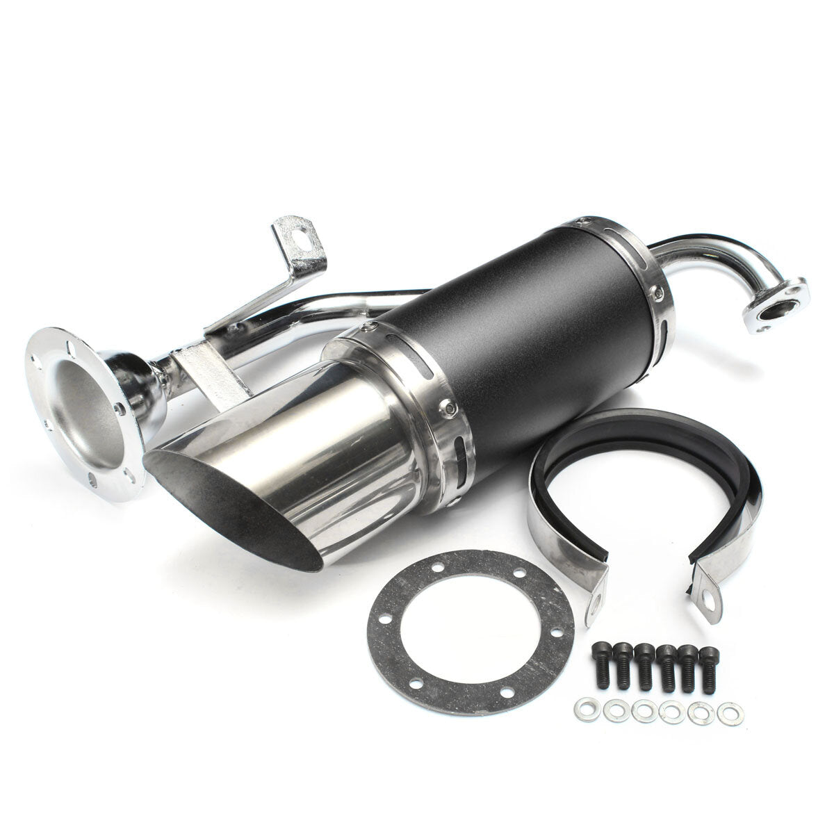 50mm/2in Motorcycle Exhaust System Stainless Steel Short Carbon Fiber For GY6 150cc 4 Stroke Scooter