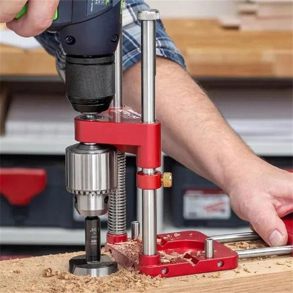 Woodworking Drill Locator - Lightweight Aluminum Alloy, Adjustable Fence, Quick Grip, for Efficient Centerline Drilling