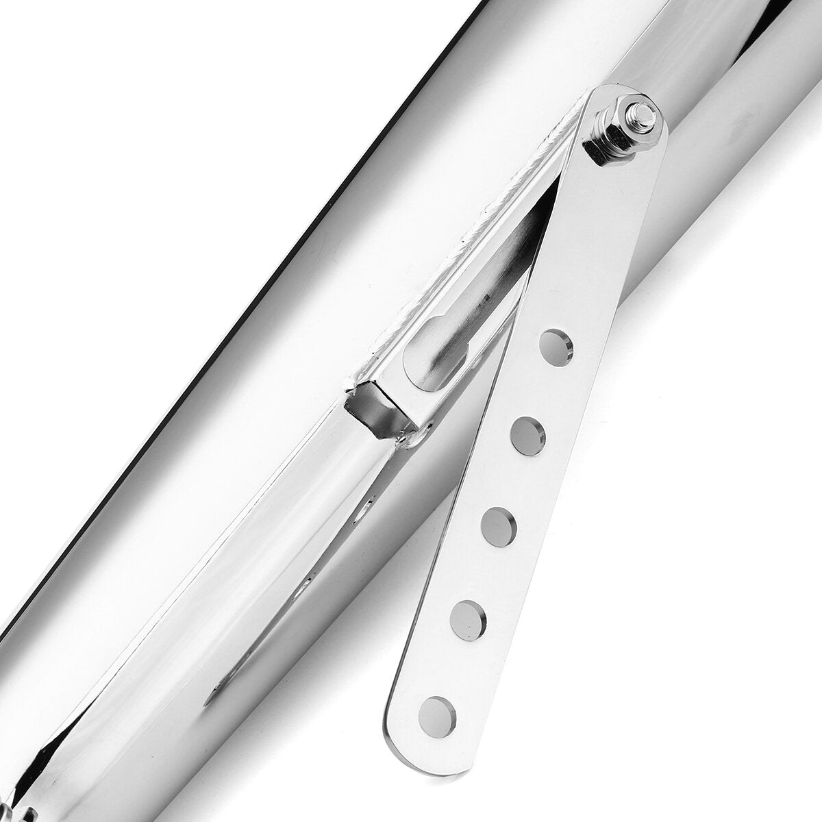 2X Motorcycle Cafe Racer Rear Exhaust Pipe with Sliding Bracke Silver Universal