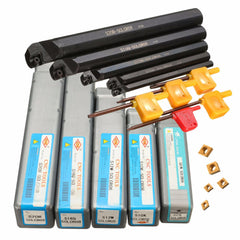 15pcs 7/10/12/16/20mm SCLCR09 Lathe Turning Tool Holder with CCMT060204 Inserts and Wrench