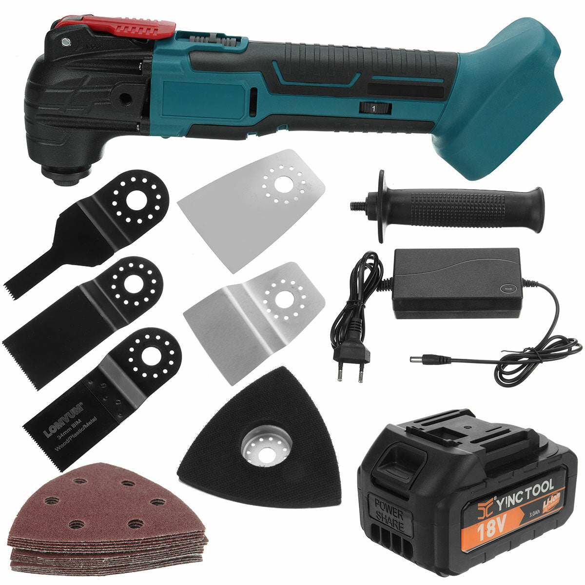 88VF Electric Oscillating Saw Cordless Woodworking Shovel Cutting Trimming Machine W/ None/1/2 Battery