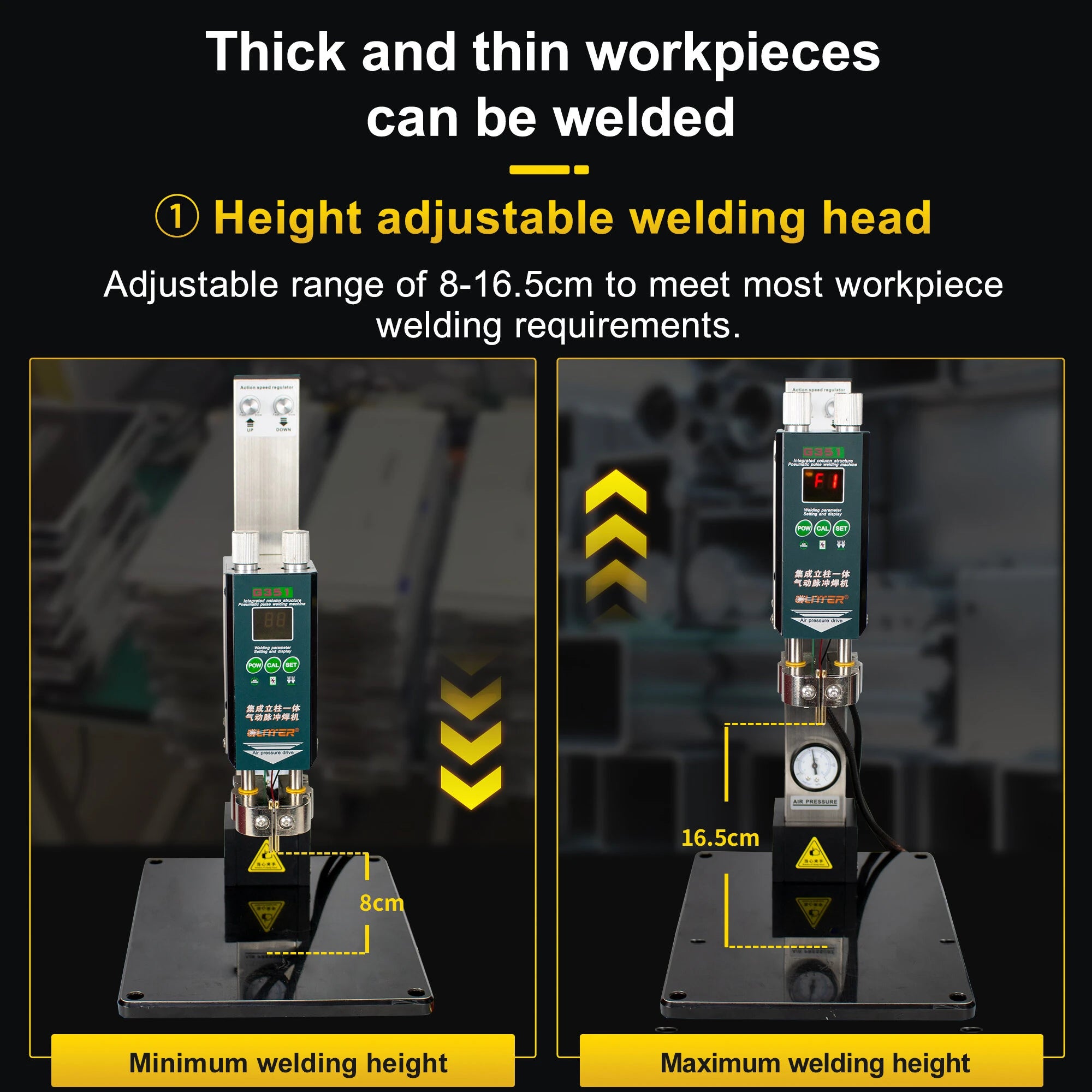 Pneumatic Column Spot Welder Head for Lithium Battery Welding 6kg Max Pressure Adjustable Height for 801H/811A/811H Welding Machine