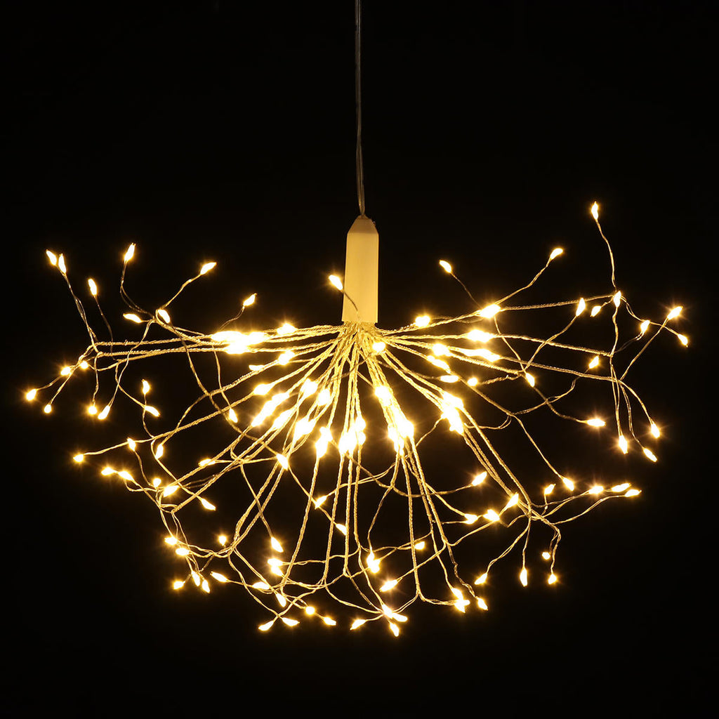 Battery Operated 198LED Dandelion Hanging String Light Silver Wire 8 Mode Dimmable Christmas Decor