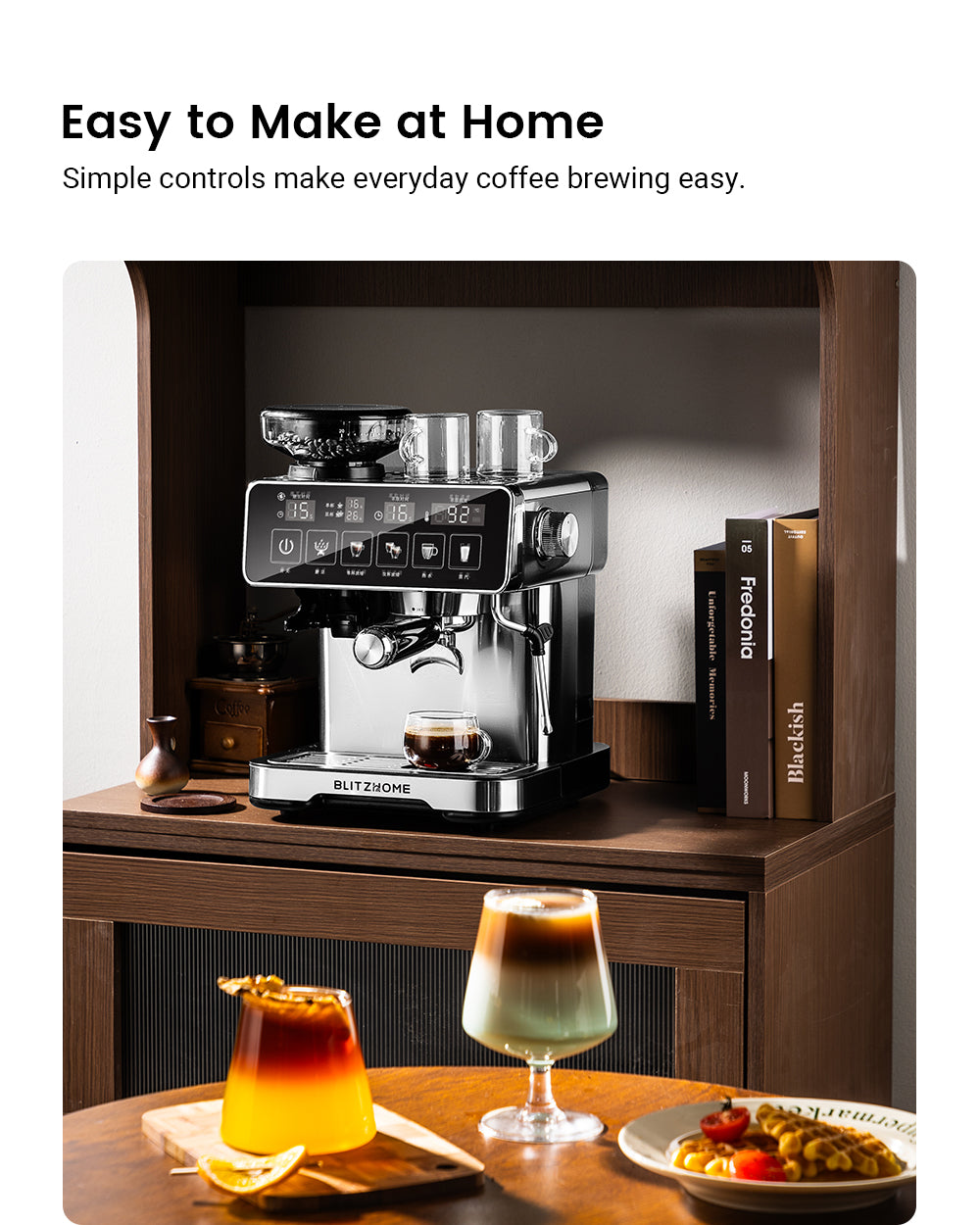 Espresso Coffee Machine 20Bar 1150W with Built-in Conical Burr Grinder PID & NTC 51mm Portafilter Manual Steam Wand