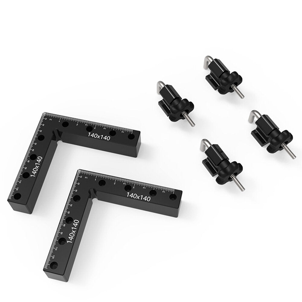 90° Aluminum Alloy Ruler Set - Dual Scale (Imperial & Metric), Durable, User-Friendly, Includes 4 Clamp Sleeves