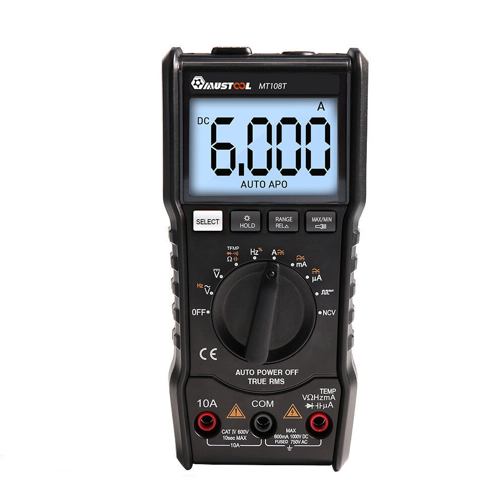 Square Wave Output True RMS NCV Temperature Tester Digital Multimeter 6000 Counts Backlight AC DC Current/Voltage Resistance Frequency Capacitance