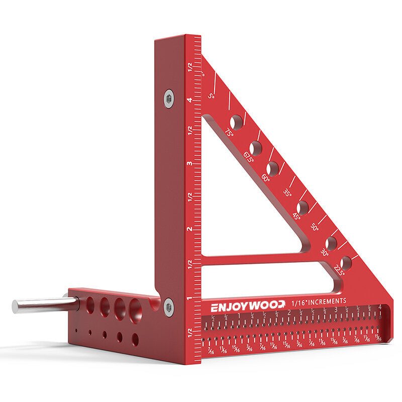 5-Inch Red Woodworking Scribing Rule - 3-in-1 Compact Tool, Lightweight, Metric/Imperial, Ideal for Woodworking Enthusiasts