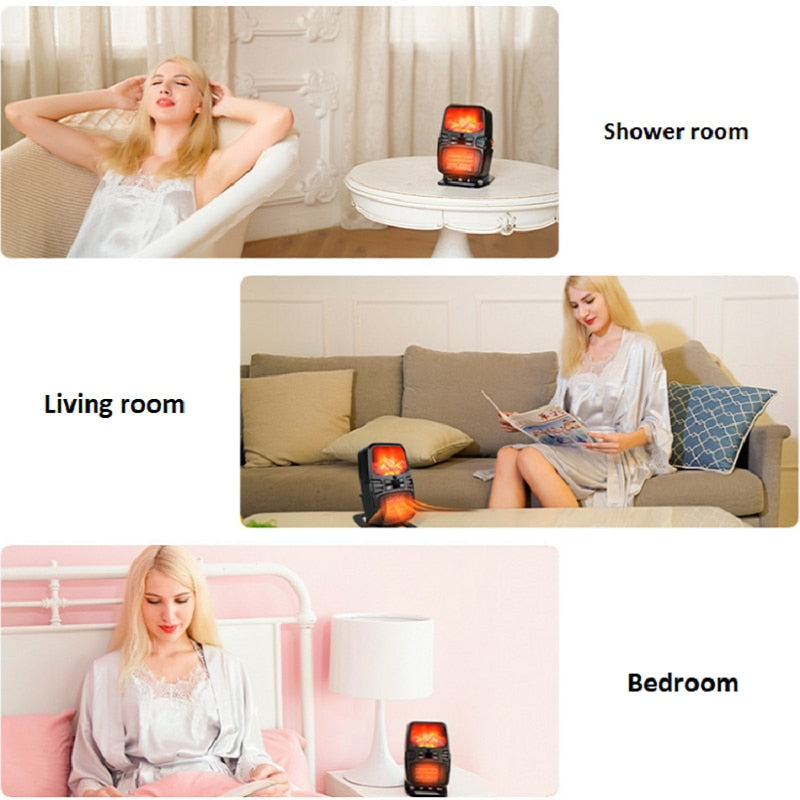 Compact Remote Control Electric Heater - PTC Wall Plug Fan for Fast Room Warming