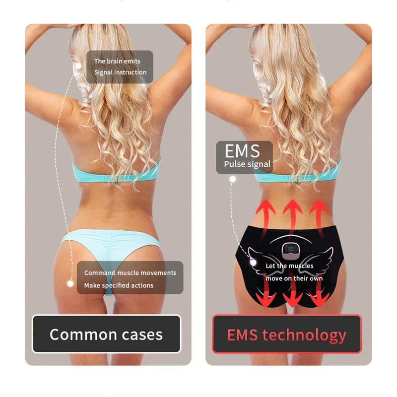 EMS Hips Trainer with Remote Control - Buttocks Toner & Muscle Stimulator, 10 Modes, USB Rechargeable, Elevate Hip Curves